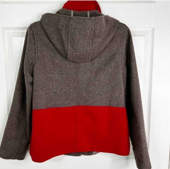 Old Navy Wool Blend Colorblock PeaCoat in Brown & Red Women's Size Medium - Picture 3 of 12